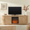 Meuble TV cheminée de style moderne de 70 pouces avec finition à rainures verticales