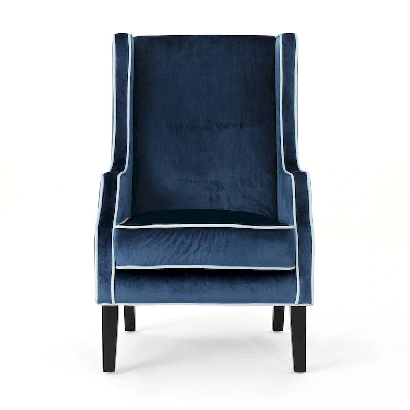 Fauteuil de club en velours à dossier haut de 25,9 po avec dossier large