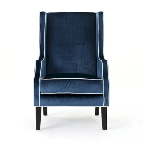Fauteuil de club en velours à dossier haut de 25,9 po avec dossier large