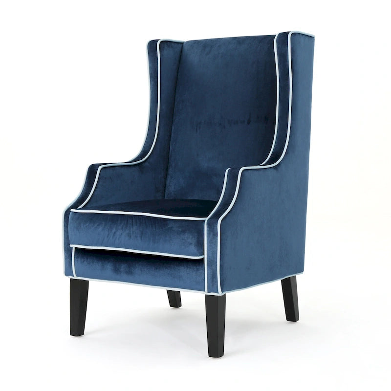 Fauteuil de club en velours à dossier haut de 25,9 po avec dossier large