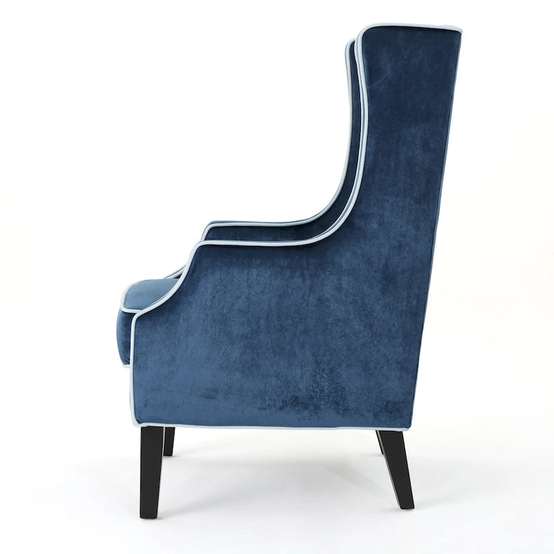 Fauteuil de club en velours à dossier haut de 25,9 po avec dossier large