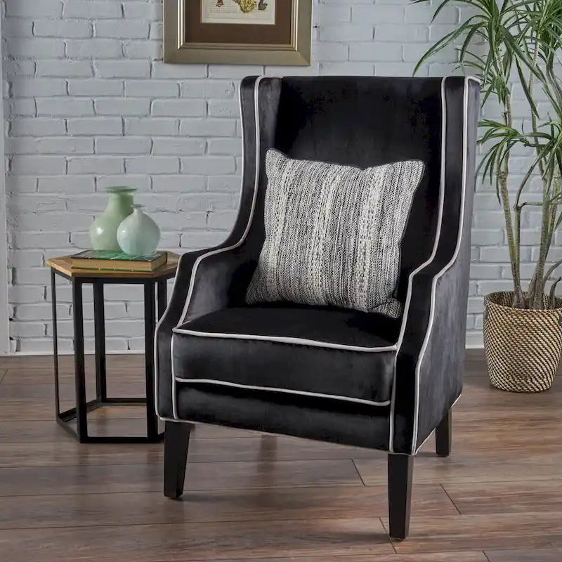 Fauteuil de club en velours à dossier haut de 25,9 po avec dossier large