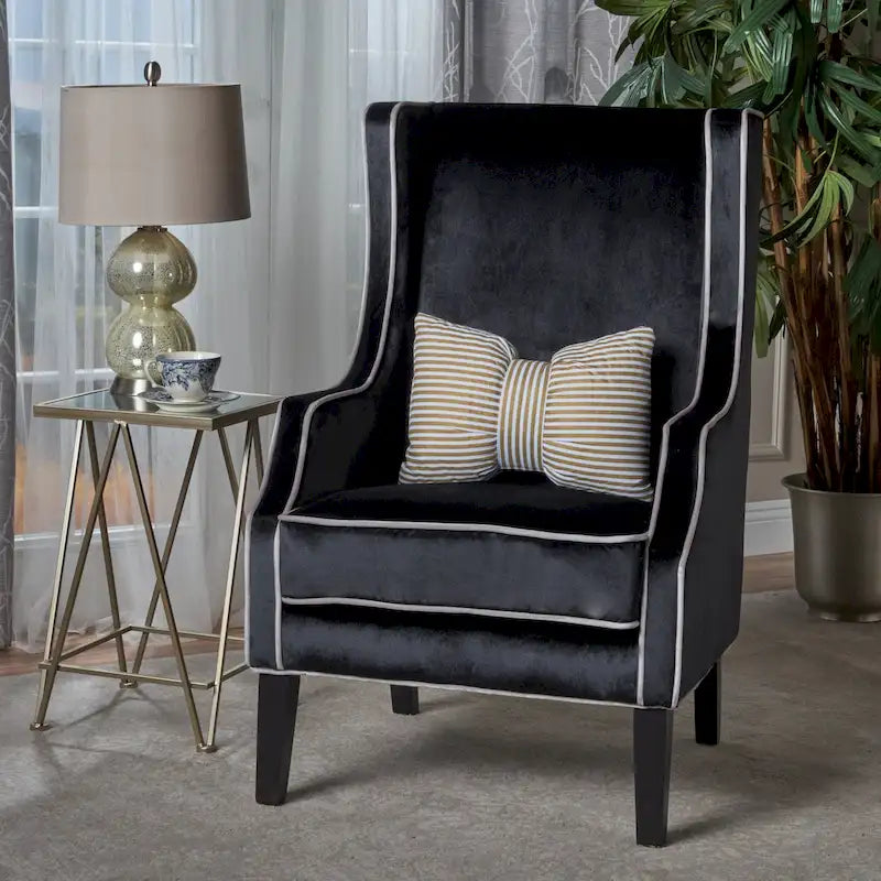 Fauteuil de club en velours à dossier haut de 25,9 po avec dossier large
