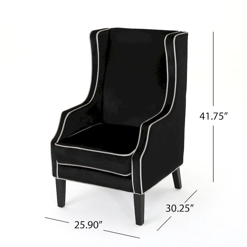 Fauteuil de club en velours à dossier haut de 25,9 po avec dossier large