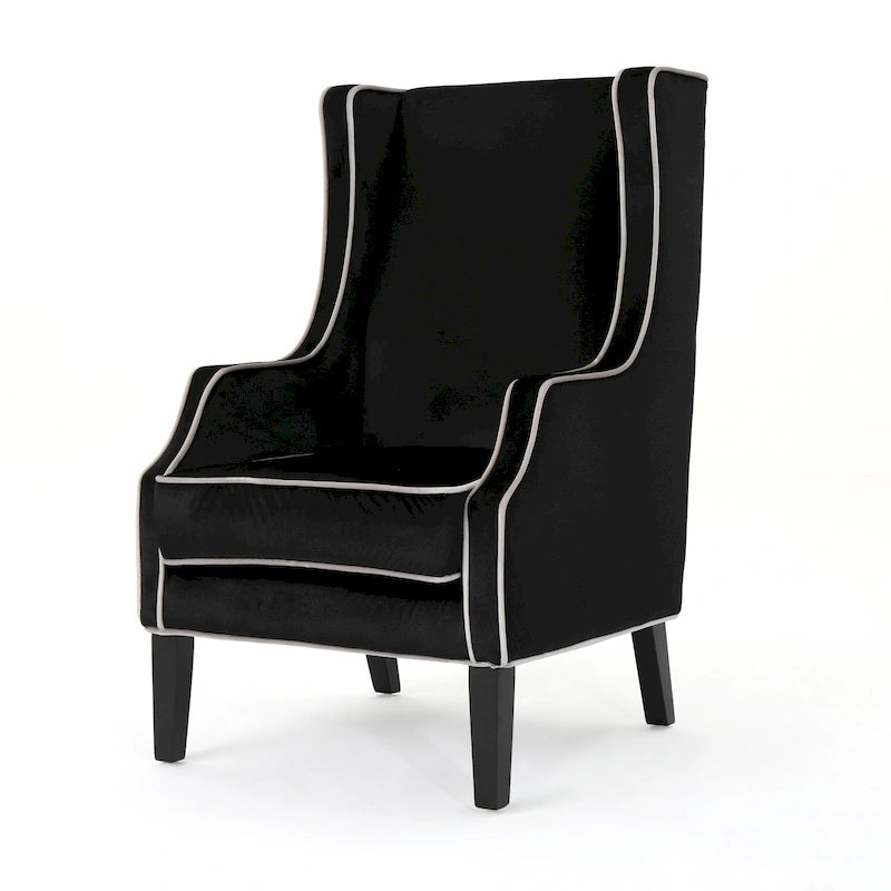 Fauteuil de club en velours à dossier haut de 25,9 po avec dossier large