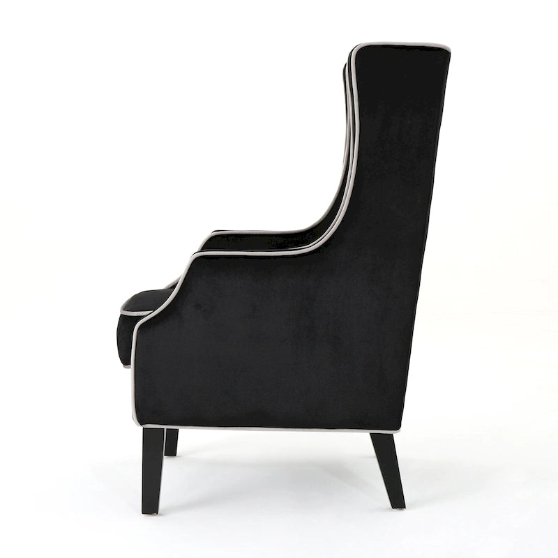 Fauteuil de club en velours à dossier haut de 25,9 po avec dossier large
