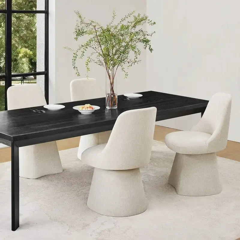 Chaise de salle à manger pivotante sans accoudoirs et rembourrée