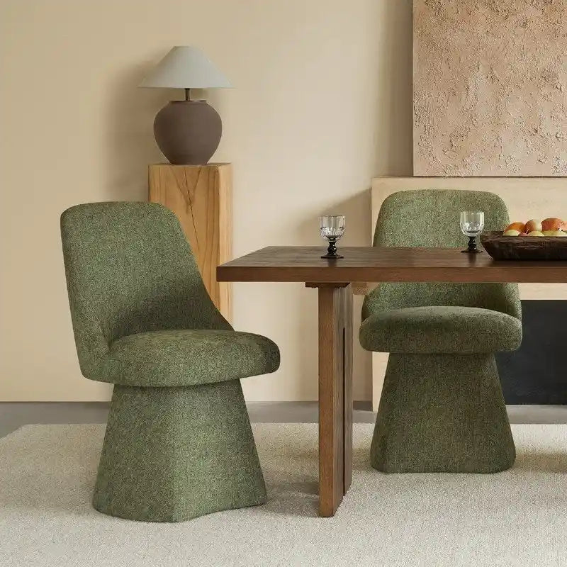 Chaise de salle à manger pivotante sans accoudoirs et rembourrée