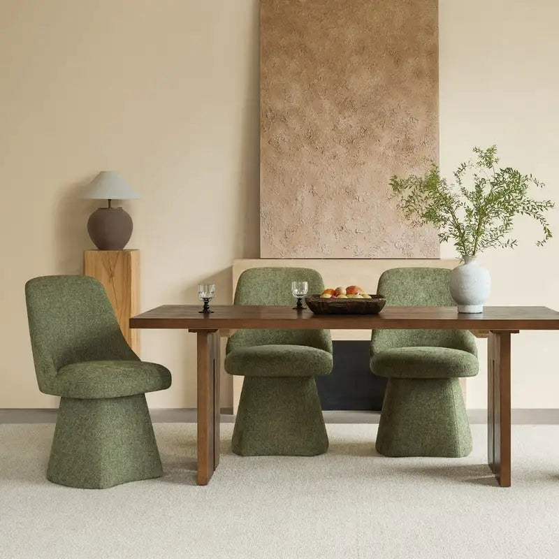 Chaise de salle à manger pivotante sans accoudoirs et rembourrée