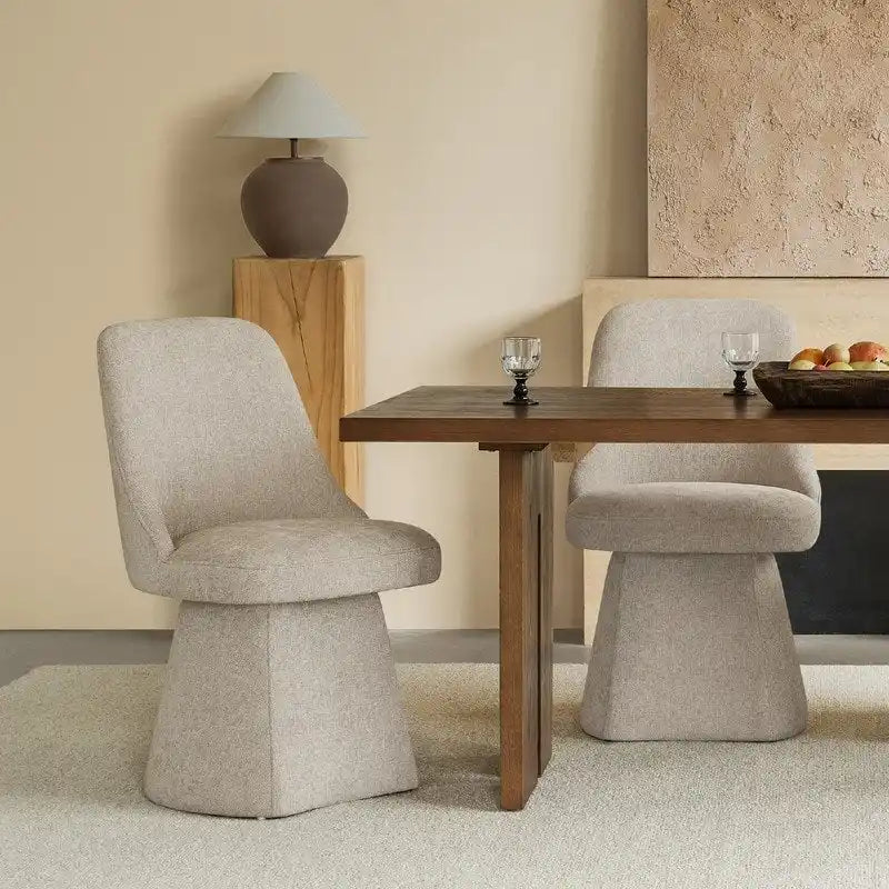 Chaise de salle à manger pivotante sans accoudoirs et rembourrée