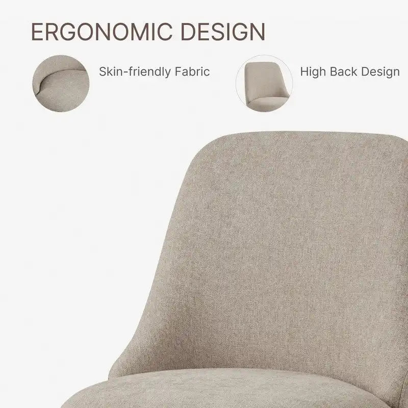 Chaise de salle à manger pivotante sans accoudoirs et rembourrée