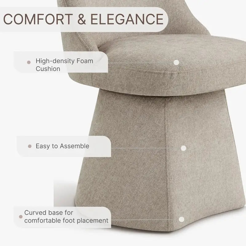 Chaise de salle à manger pivotante sans accoudoirs et rembourrée