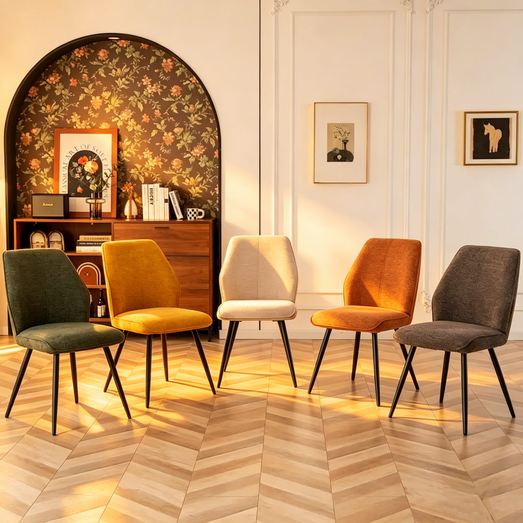 Chaise de salle à manger en tissu sans accoudoirs