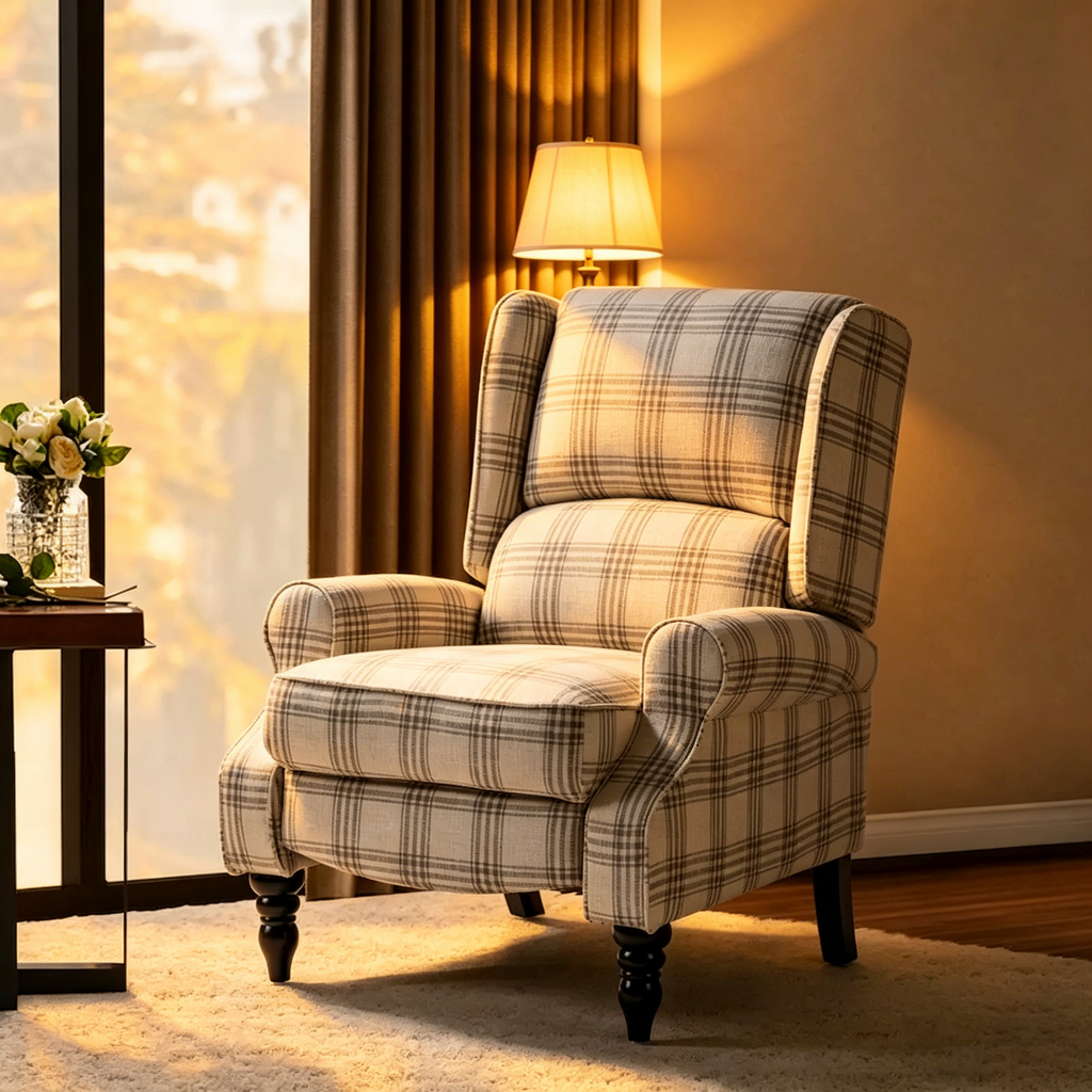 Fauteuil inclinable manuel classique en tissu avec oreilles