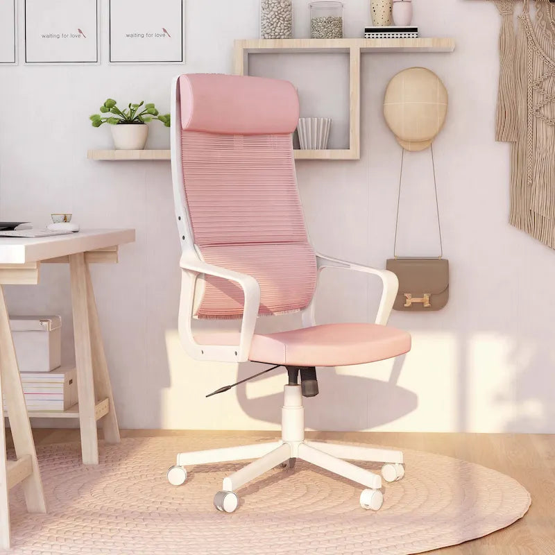 Fauteuil de bureau ergonomique pivotant en tissu moderne avec hauteur réglable