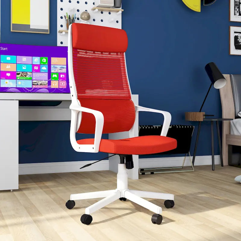 Fauteuil de bureau ergonomique pivotant en tissu moderne avec hauteur réglable