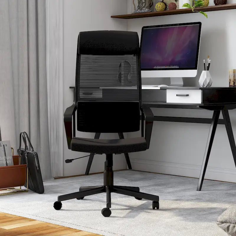 Fauteuil de bureau ergonomique pivotant en tissu moderne avec hauteur réglable