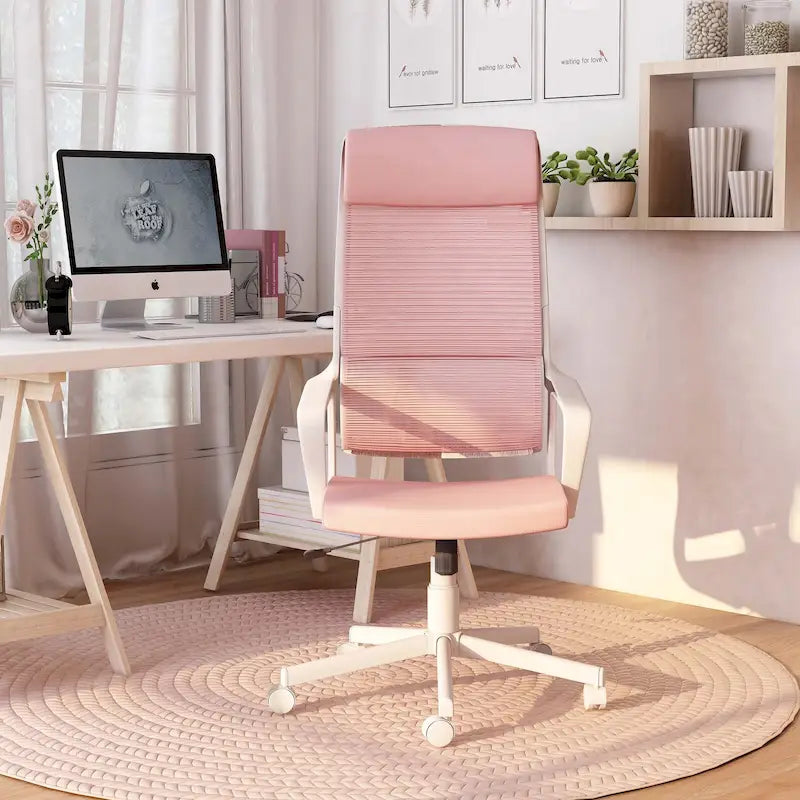 Fauteuil de bureau ergonomique pivotant en tissu moderne avec hauteur réglable