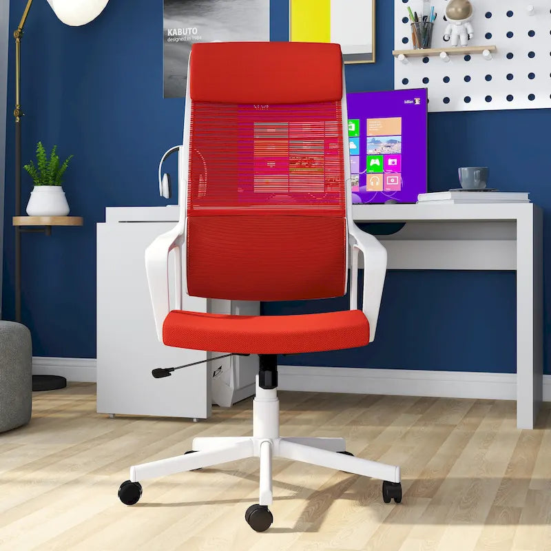 Fauteuil de bureau ergonomique pivotant en tissu moderne avec hauteur réglable