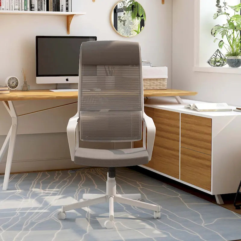 Fauteuil de bureau ergonomique pivotant en tissu moderne avec hauteur réglable
