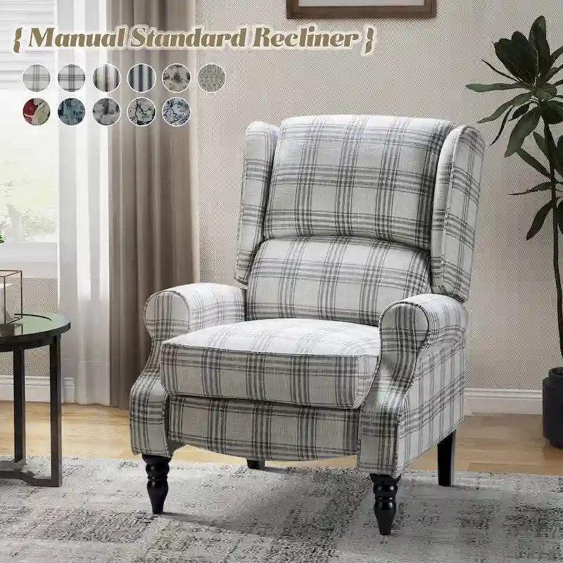 Fauteuil inclinable manuel classique en tissu avec oreilles