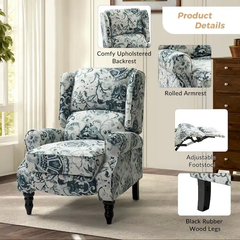 Fauteuil inclinable manuel classique en tissu avec oreilles