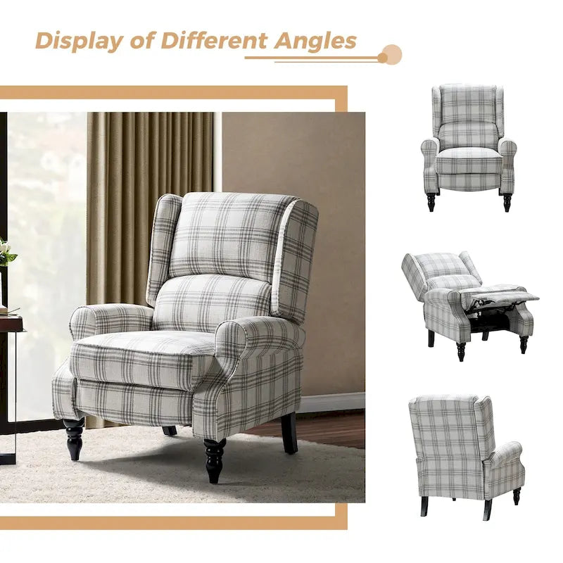 Fauteuil inclinable manuel classique en tissu avec oreilles