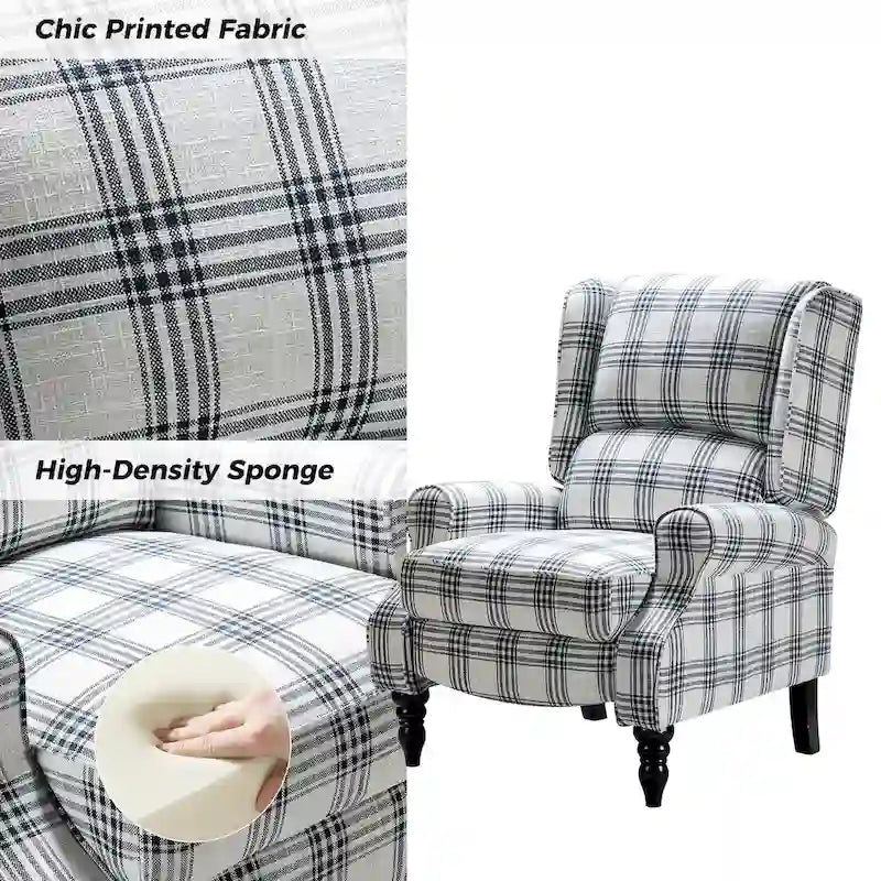 Fauteuil inclinable manuel classique en tissu avec oreilles