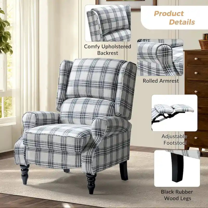 Fauteuil inclinable manuel classique en tissu avec oreilles