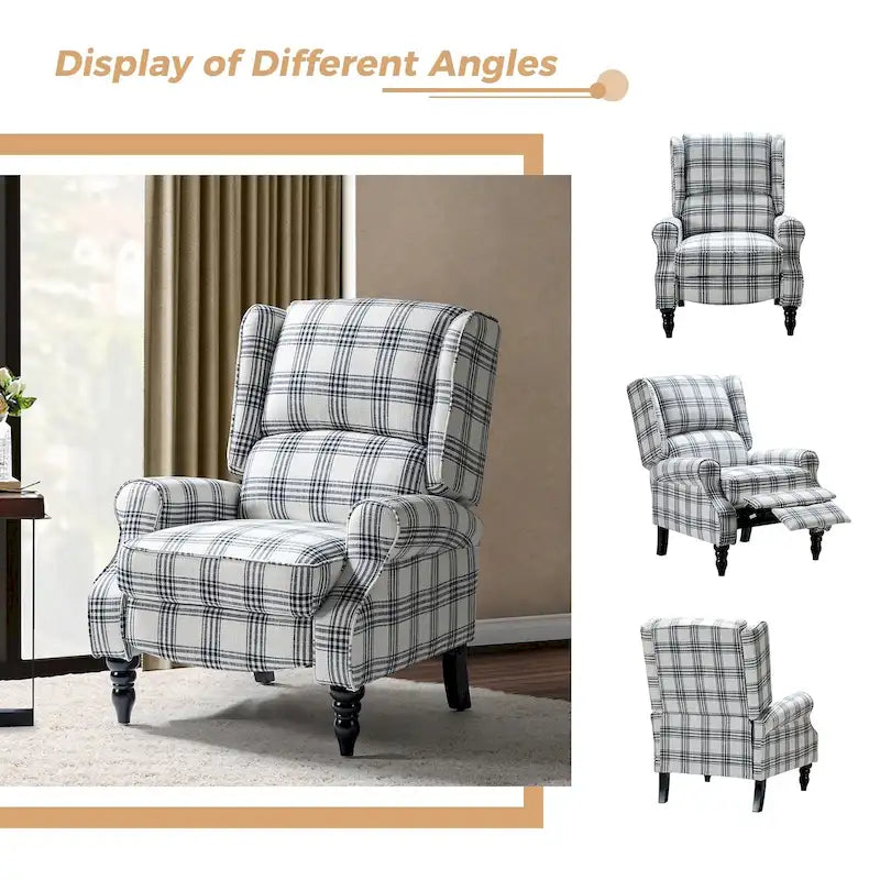 Fauteuil inclinable manuel classique en tissu avec oreilles