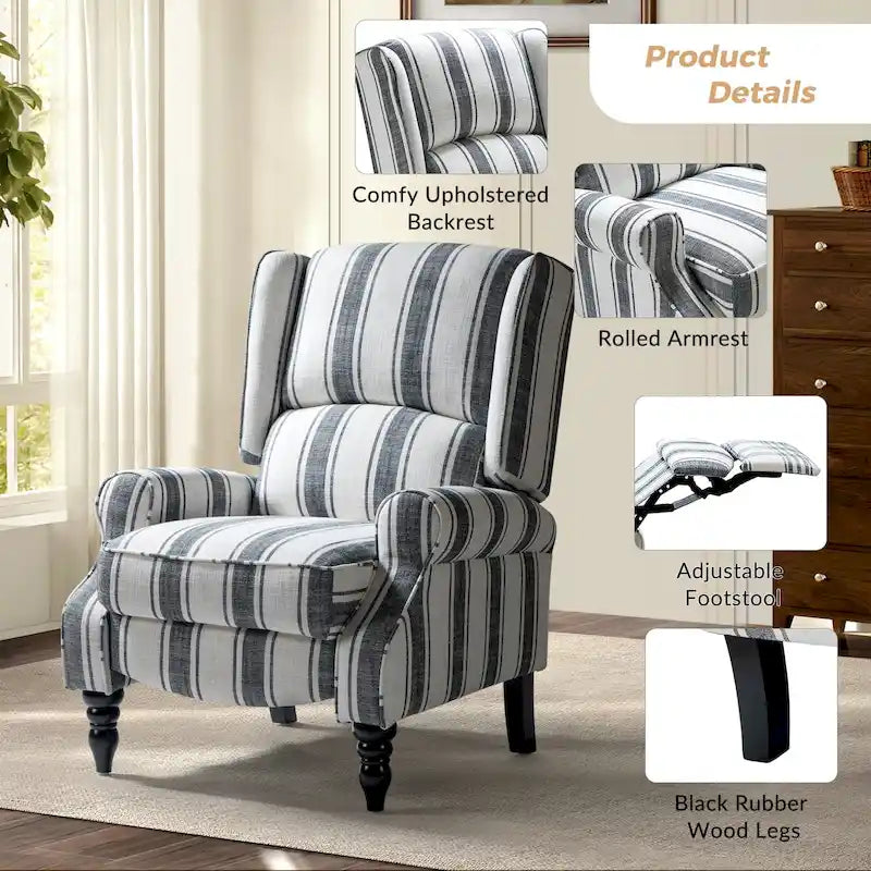 Fauteuil inclinable manuel classique en tissu avec oreilles