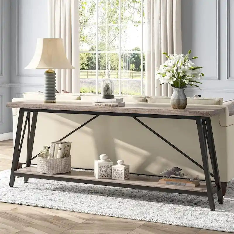 Console/Table de Canapé en Bois Extra Longue de 70,9 Pouces pour Entrée