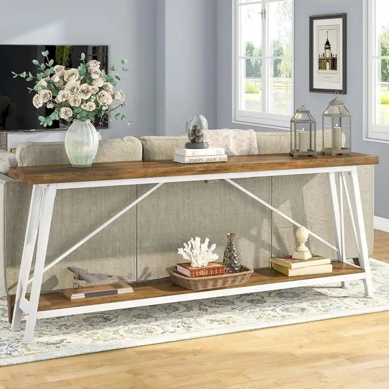 Console/Table de Canapé en Bois Extra Longue de 70,9 Pouces pour Entrée