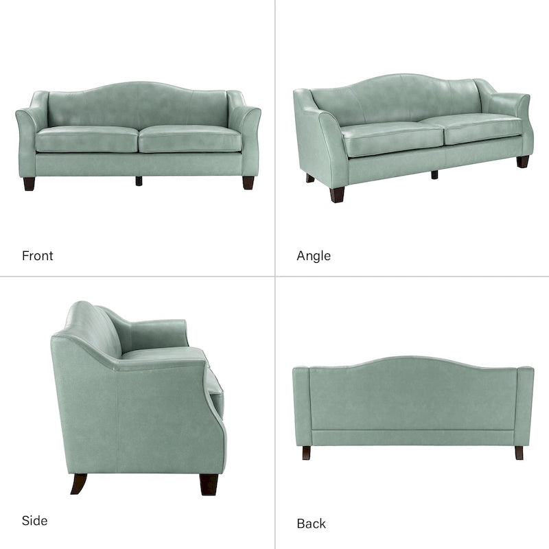 Canapé classique en cuir véritable de 81,5 pouces (pieds en bois massif)