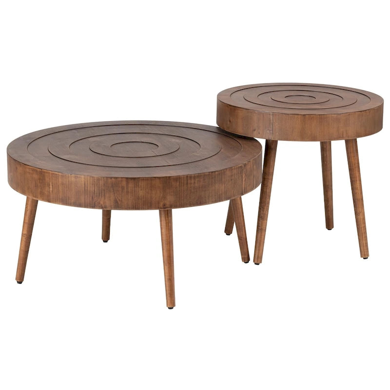 Table basse en bois massif marron rustique pour salon