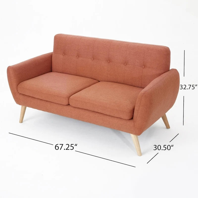 Canapé en tissu capitonné de style Mid-Century Modern