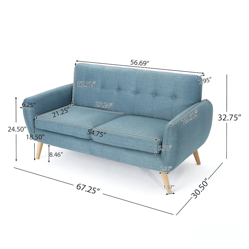 Canapé en tissu capitonné de style Mid-Century Modern