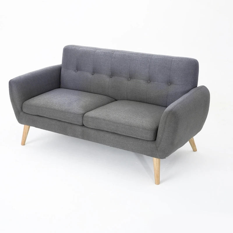 Canapé en tissu capitonné de style Mid-Century Modern