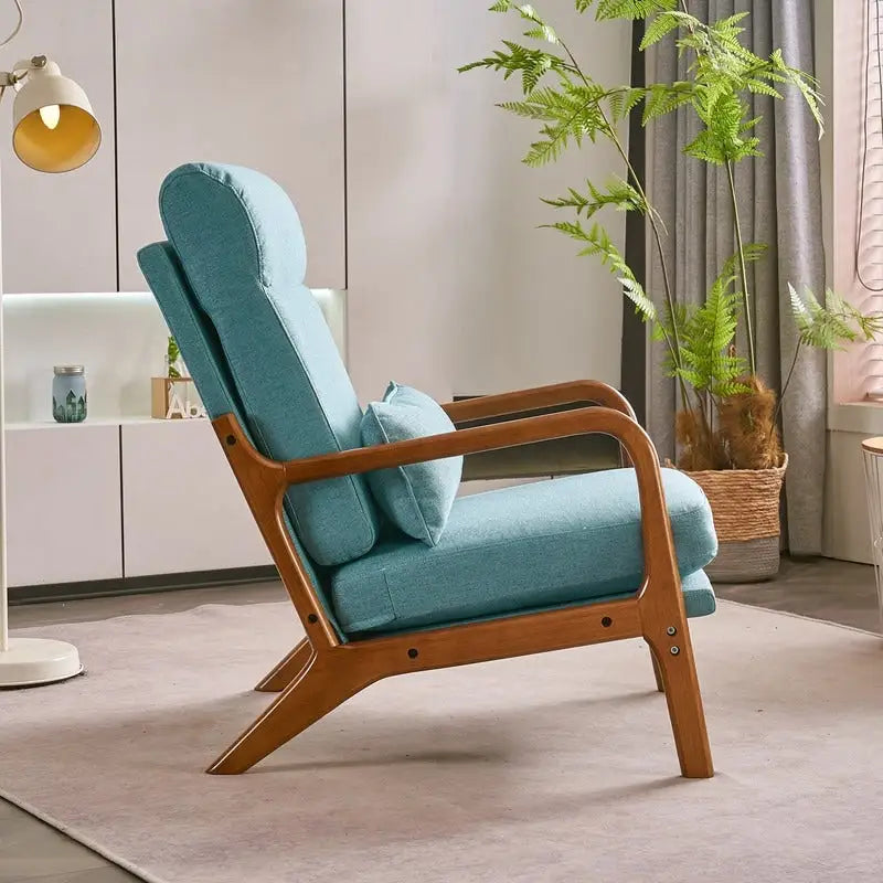 Chaise d'appoint à dossier haut en bois massif avec accoudoirs