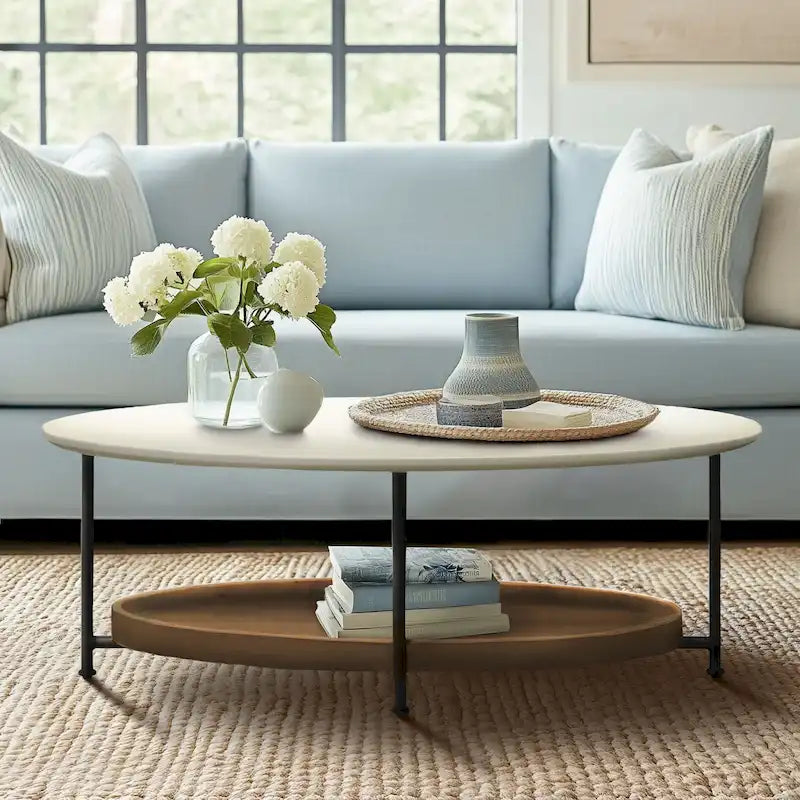 Table basse blanche / bois naturel