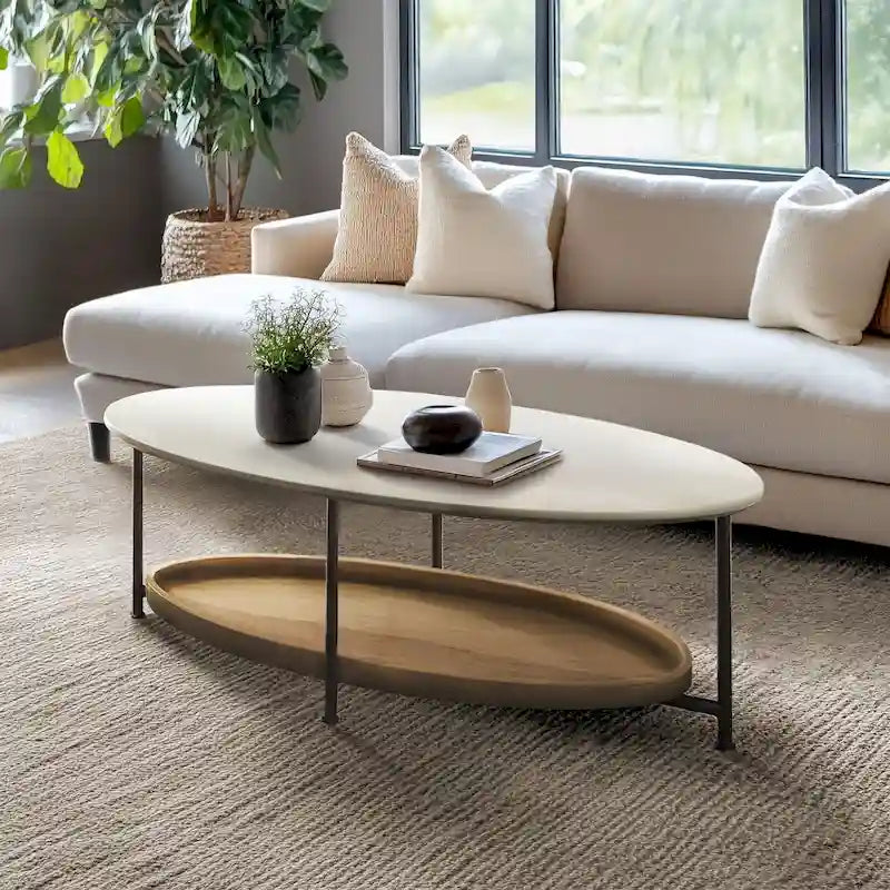 Table basse blanche / bois naturel