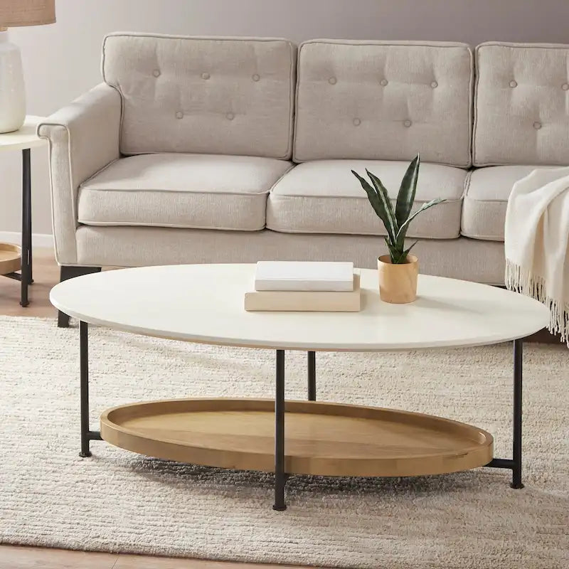 Table basse blanche / bois naturel