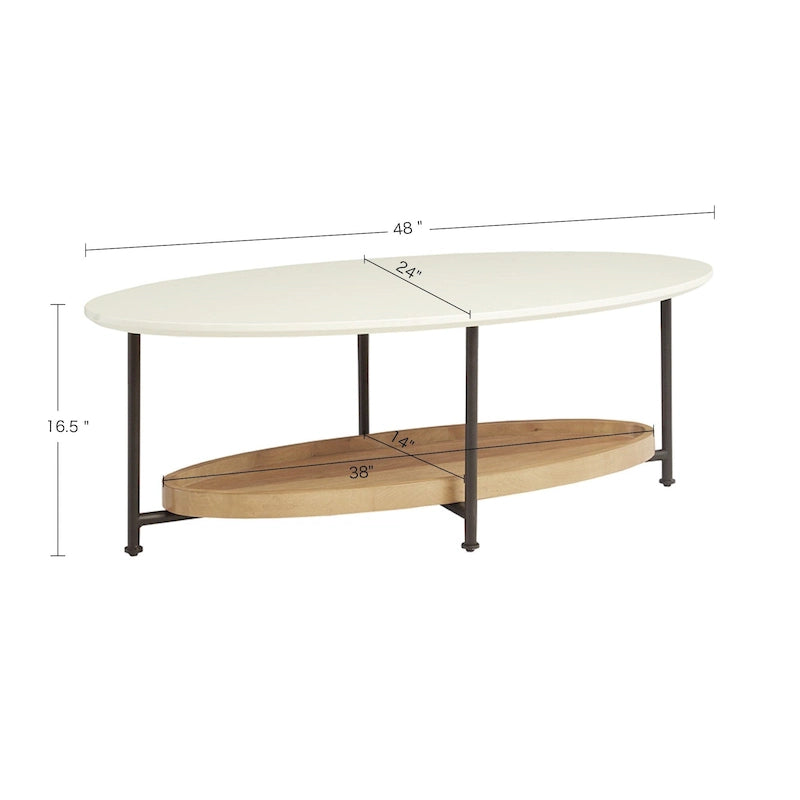 Table basse blanche / bois naturel