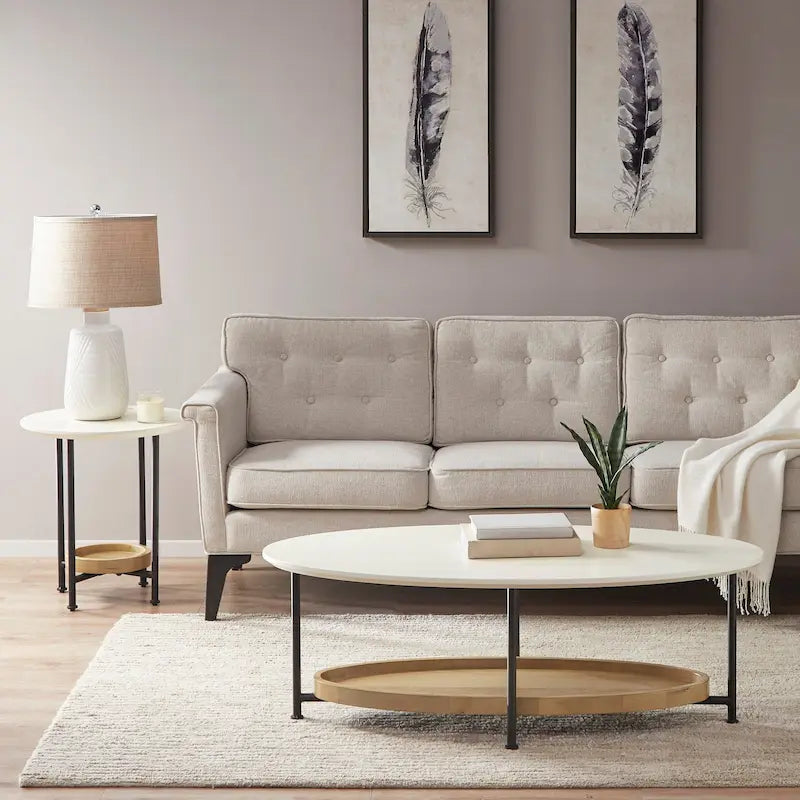 Table basse blanche / bois naturel
