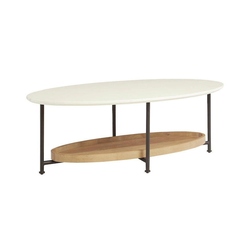 Table basse blanche / bois naturel