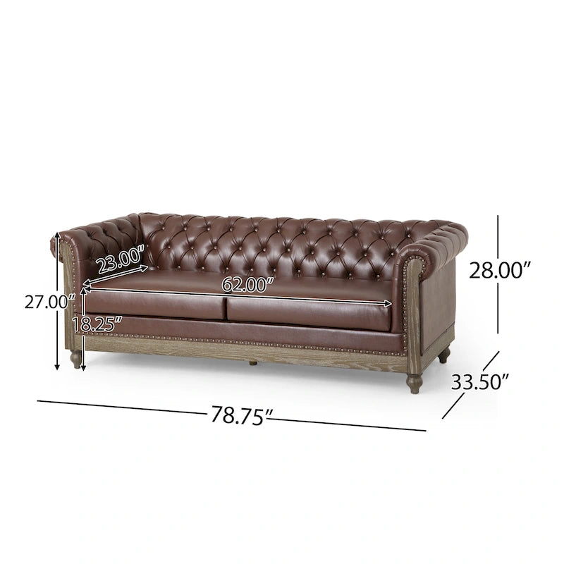Série de canapés Chesterfield cloutés — 199,9 cm (L) x 85,1 cm (l) x 71,1 cm (H)