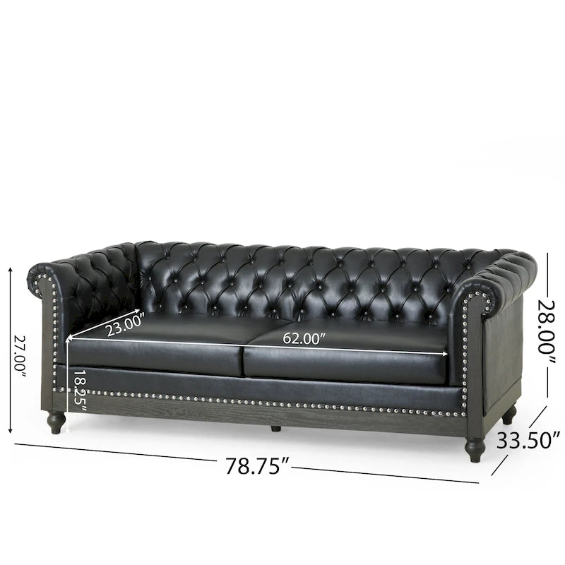 Série de canapés Chesterfield cloutés — 199,9 cm (L) x 85,1 cm (l) x 71,1 cm (H)