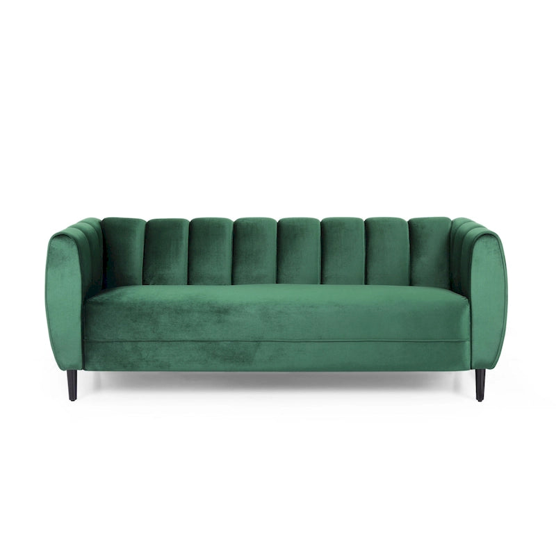 Canapé trois places en velours moderne — 30.00 (P) x 83.25 (L) x 30.25 (H)