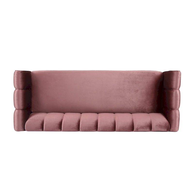 Canapé trois places en velours moderne — 30.00 (P) x 83.25 (L) x 30.25 (H)