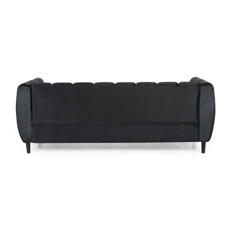 Canapé trois places en velours moderne — 30.00 (P) x 83.25 (L) x 30.25 (H)
